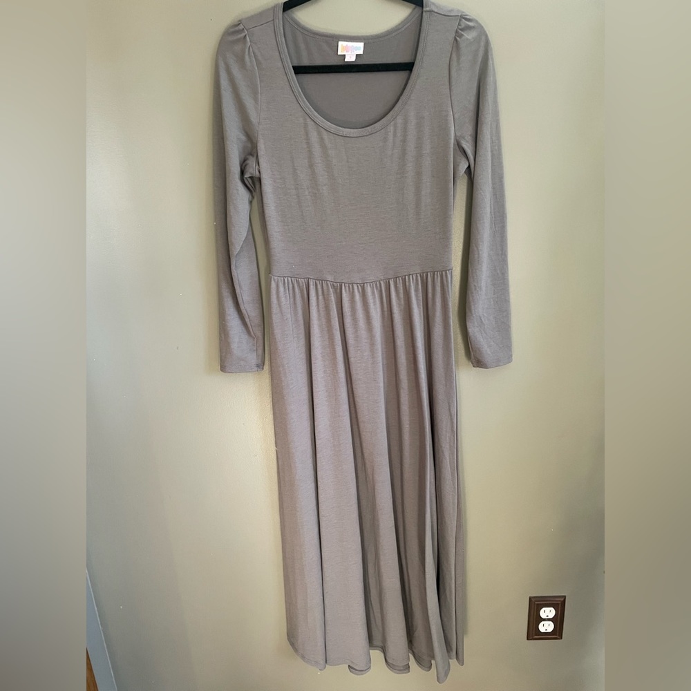 Lularoe Ryane dress grey long sleeve maxi size small